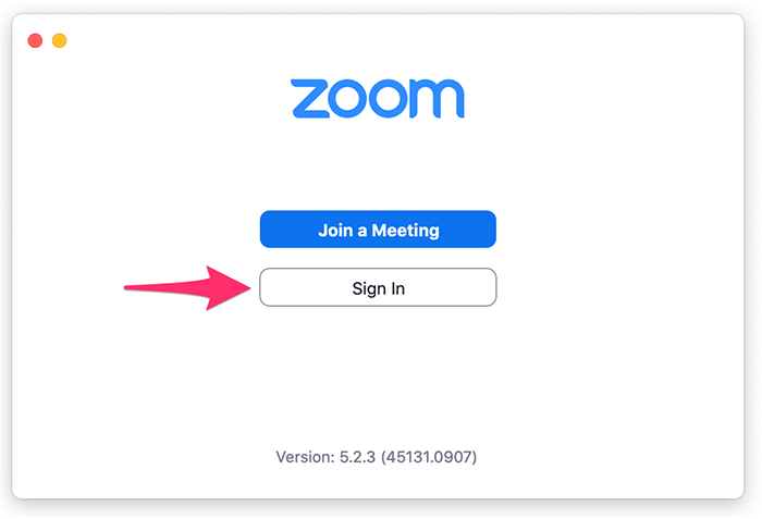 Sign in i Zoom app