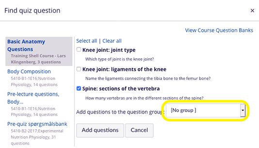 Create question group