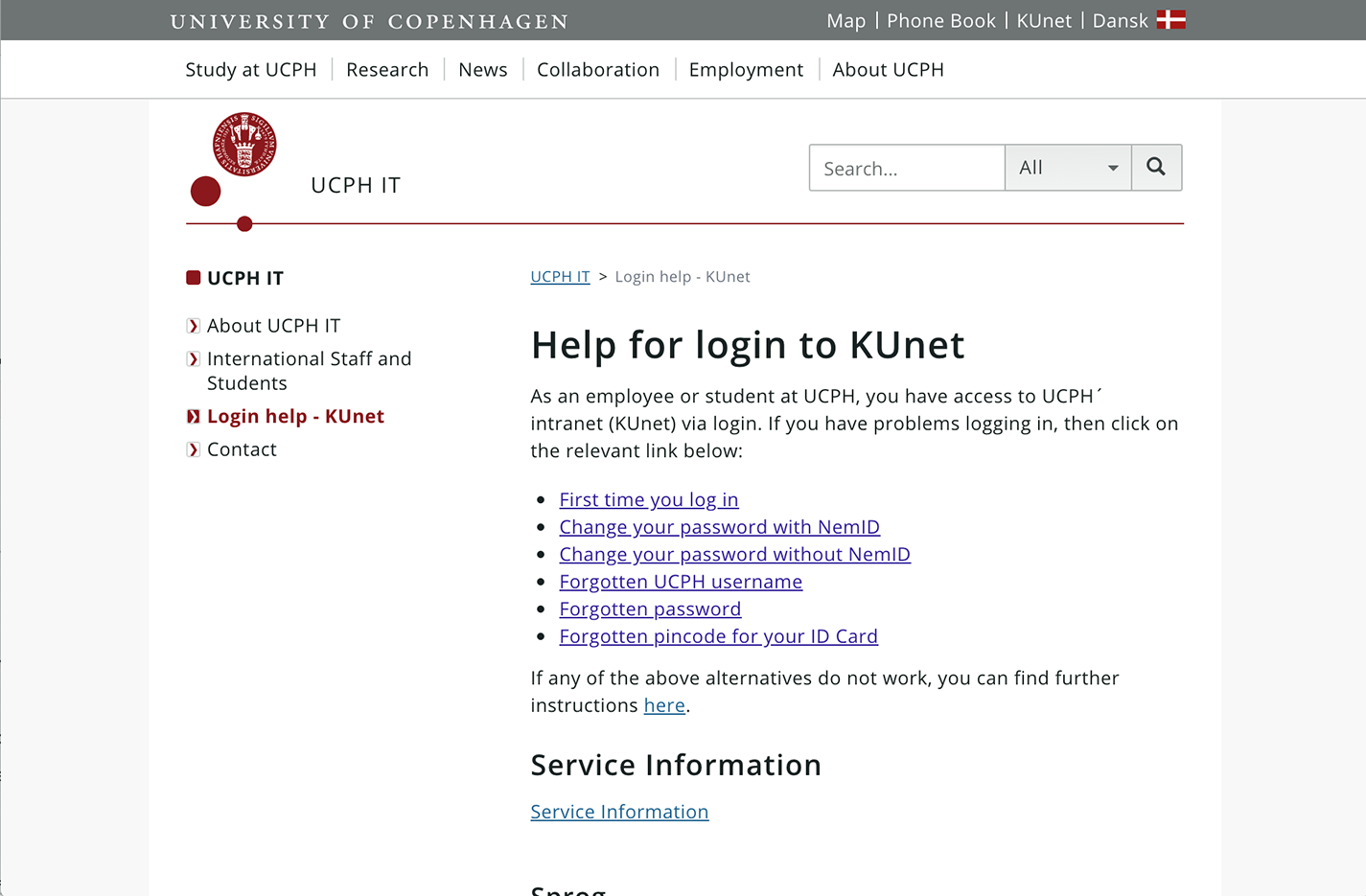 Screenshot of help page